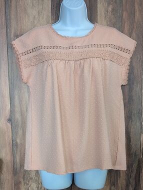 Indie & Co XS Crochet Yoke Dress Top Blouse        Q284